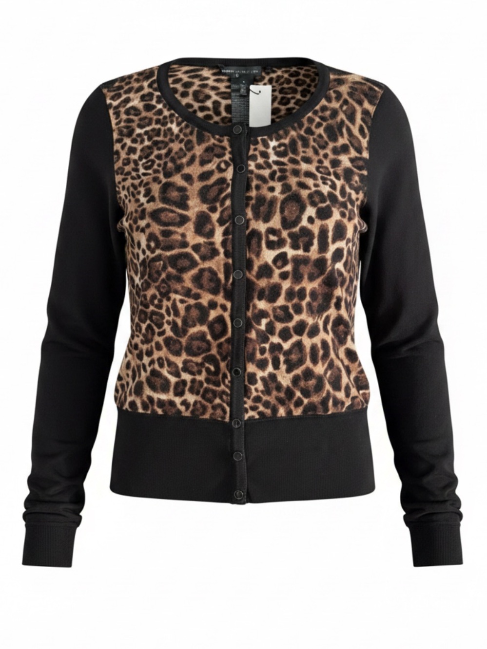White House Black Market Leopard Print Snap-Front Cardigan